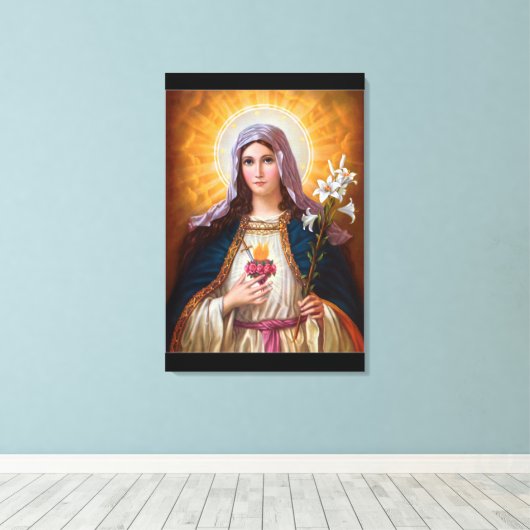 Heilige moeder Mary Immaculate Heart, katholieke g Canvas Afdruk (Insitu (Houten vloer))