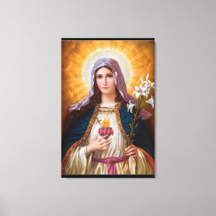 Heilige moeder Mary Immaculate Heart, katholieke g Canvas Afdruk