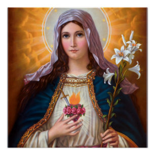 Heilige moeder Mary Immaculate Heart, katholieke g Perfect Poster