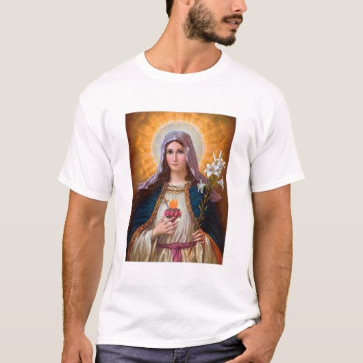 Heilige moeder Mary Immaculate Heart, katholieke g T-shirt (Voorkant)