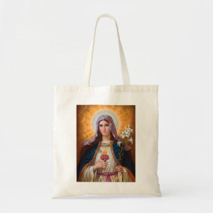 Heilige moeder Mary Immaculate Heart, katholieke g Tote Bag