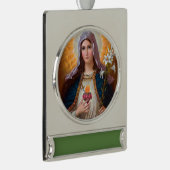 Heilige moeder Mary Immaculate Heart, katholieke g Verzilverd Banner Ornament (Rechts)