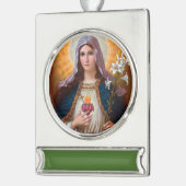 Heilige moeder Mary Immaculate Heart, katholieke g Verzilverd Banner Ornament (Links)