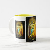 Heilige Moeder Mary Tweekleurige Koffiemok (Voorkant links)