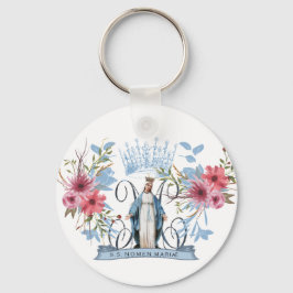 Heilige naam Mary Religious Virgin Moeder Floral Sleutelhanger