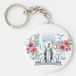Heilige naam Mary Religious Virgin Moeder Floral Sleutelhanger