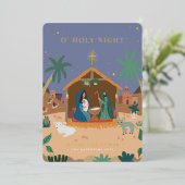 Heilige Nacht Kerstmis Kerstmis Folie Feestdagenkaart (Staand Voorkant)