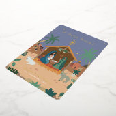 Heilige Nacht Kerstmis Kerstmis Folie Feestdagenkaart (Gedraaid)