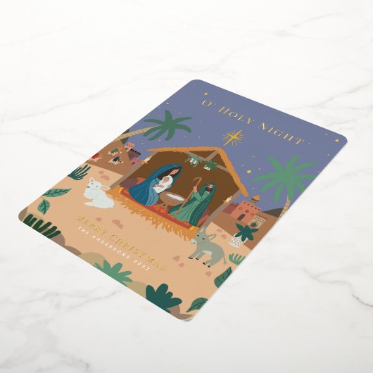 Heilige Nacht Kerstmis Kerstmis Folie Feestdagenkaart (Gedraaid)