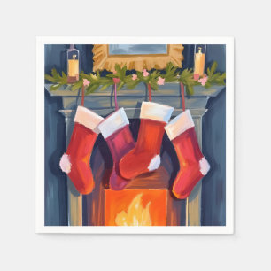 Heilige Nacht   Kerstmutsen Waterverf Servet