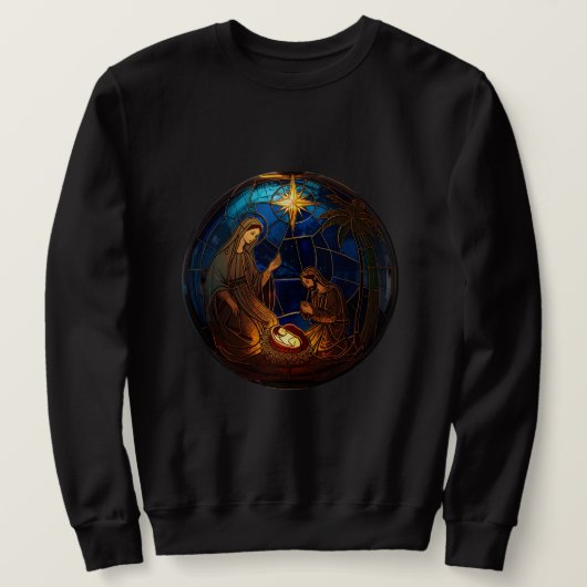 Heilige Nacht Kerststal Gloed Trui (Design voorkant)