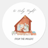 Heilige Nacht Kerststal Ronde Sticker (Voorkant)
