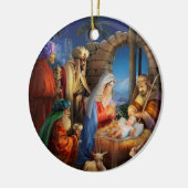 Heilige nacht, nativiteitsscène keramisch ornament (Links)