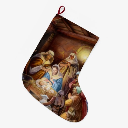 Heilige nachtjesus in Manger Grote Kerstsok (Voorkant (Hangend))