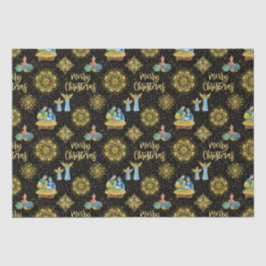 Heilige Nativiteit Mary Joseph Jesus Golden Stars Tissuepapier