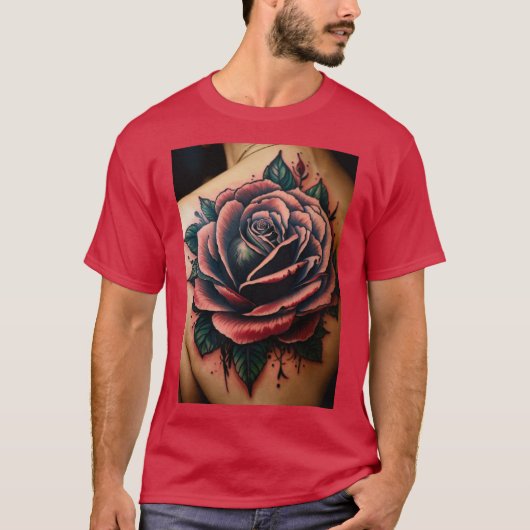Heilige navigatie: Tattoo stijl Roos kompas T-Shi T-shirt (Voorkant)