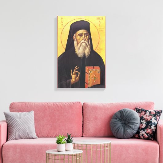 Heilige Nectarios van Aegina Orthodoxe Icoon Canvas Afdruk (Insitu (Woonkamer))