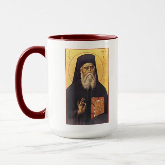 Heilige Nectarios van Aegina Orthodoxe Icoon Mok (Links)