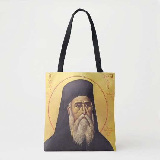 Heilige Nectarios van Aegina Orthodoxe Icoon Tote Bag (Voorkant)