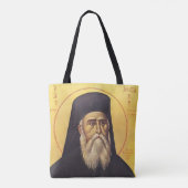 Heilige Nectarios van Aegina Orthodoxe Icoon Tote Bag (Achterkant)