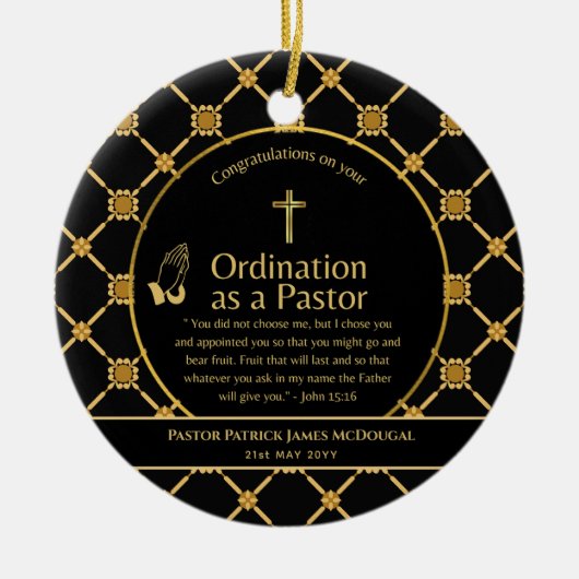 Heilige Nieuw Gewijde Pastor Bijbel Verse Custom Keramisch Ornament (Voorkant)