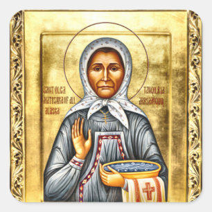 Heilige Olga van Alaska Orthodoxe Christelijke Ico Vierkante Sticker