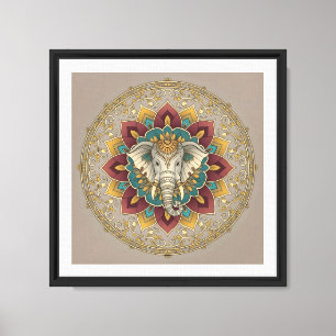 Heilige Olifant Mandala Wandkunst Canvas Afdruk