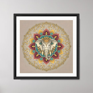 Heilige Olifant Mandala Wandkunst Canvas Afdruk