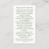 Heilige Padre Pio Gebed Kaart Contactkaartje (Achterkant)