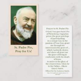 Heilige Padre Pio Gebed Kaart Contactkaartje