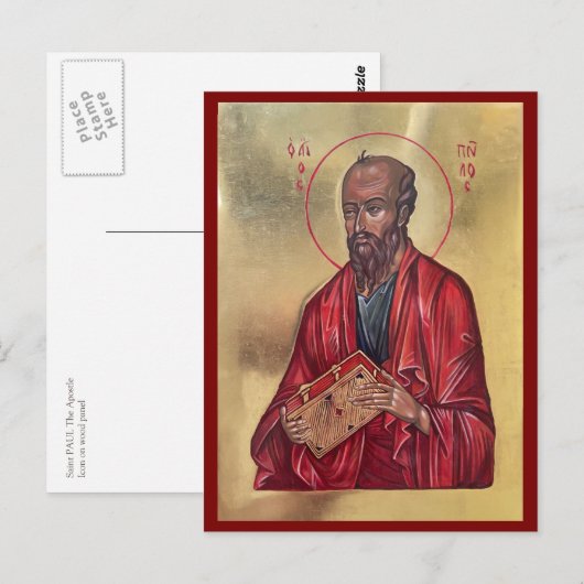 Heilige PAULUS De Apostel Grieks-Orthodoxe Icoon Briefkaart (Voorkant / Achterkant)
