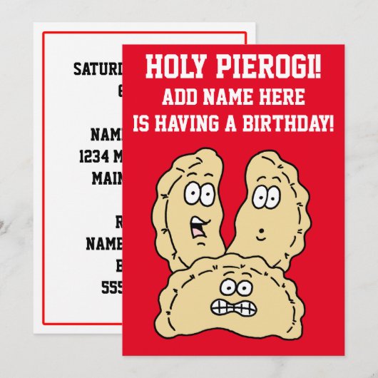Heilige Pierogi Poolse uitnodiging op de dag van d (Voorkant / Achterkant)