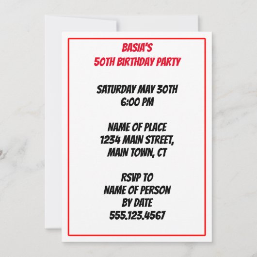 Heilige Pierogi Turning 50 Poolse uitnodiging (Achterkant)