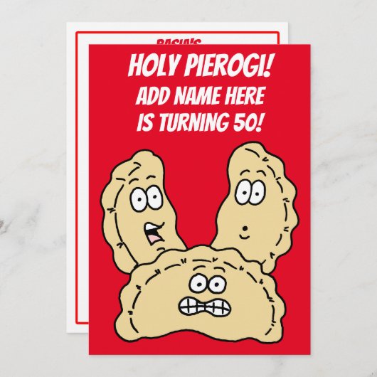 Heilige Pierogi Turning 50 Poolse uitnodiging (Voorkant / Achterkant)