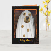Heilige plaat! Het is Halloween. Golden Retriever  Kaart (Gele Bloem)
