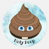 Heilige Poop Emoji Ronde Sticker (Voorkant)