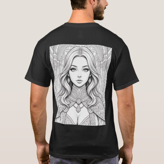 Heilige Priesteres van Licht – Lijn Kunst T-Shirt (Achterkant)
