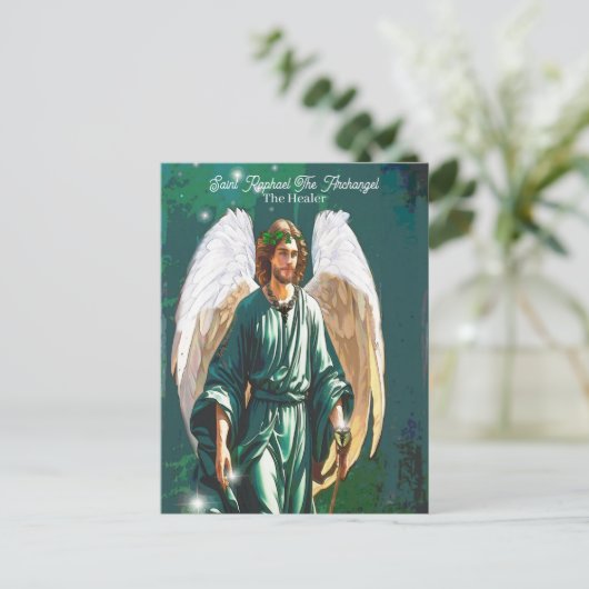 Heilige Rafaël Aartsengel Genezer Engel Genezing O Briefkaart (Staand voorkant)