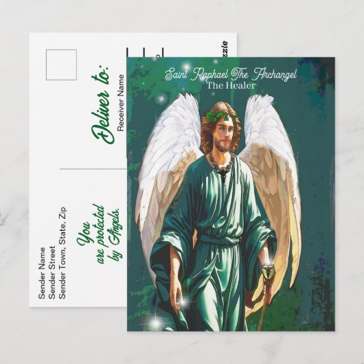 Heilige Rafaël Aartsengel Genezer Engel Genezing O Briefkaart (Voorkant / Achterkant)