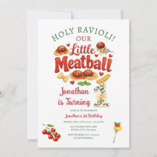Heilige Ravioli Kleine Gehaktbal Pasta 1e Verjaard Kaart