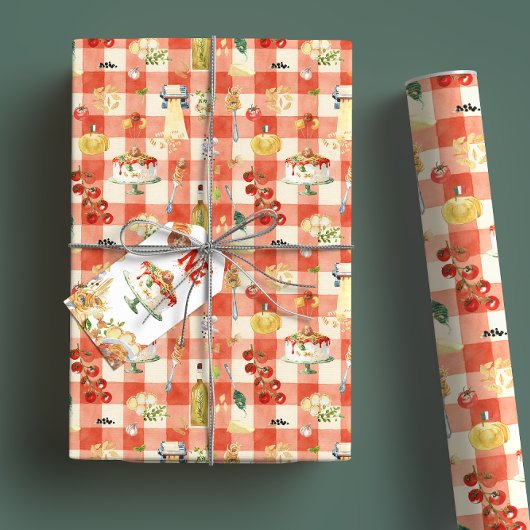 Heilige Ravioli Pasta Feest | Italiaans Gingham Cadeaupapier