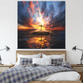 Heilige religieuze kruis kunstwerken voor vreedzam canvas afdruk (Insitu (Slaapkamer))