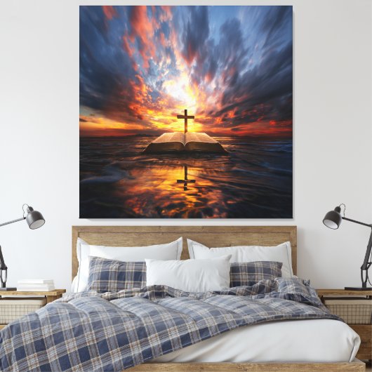 Heilige religieuze kruis kunstwerken voor vreedzam canvas afdruk (Insitu (Slaapkamer))