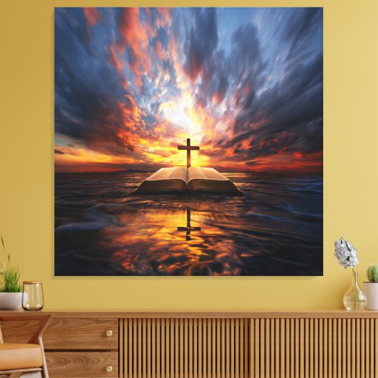 Heilige religieuze kruis kunstwerken voor vreedzam canvas afdruk (Insitu (Woonkamer))