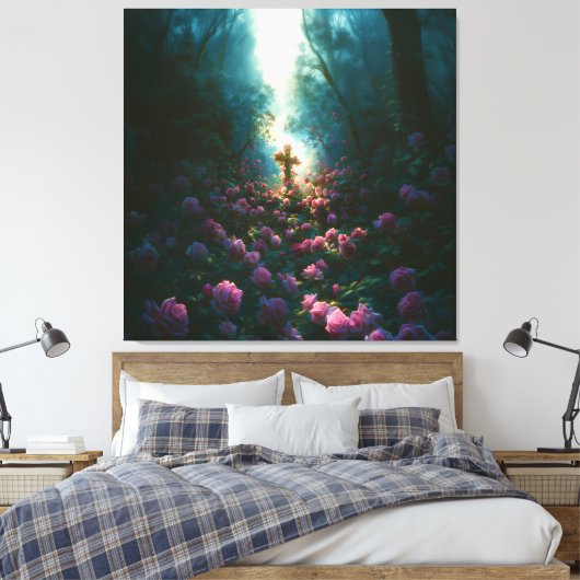 Heilige religieuze kruis kunstwerken voor vreedzam canvas afdruk (Insitu (Slaapkamer))