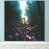 Heilige religieuze kruis kunstwerken voor vreedzam canvas afdruk (Insitu (Houten vloer))