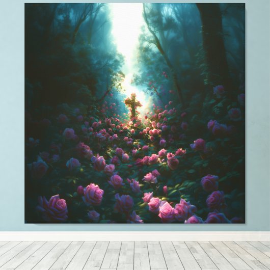 Heilige religieuze kruis kunstwerken voor vreedzam canvas afdruk (Insitu (Houten vloer))