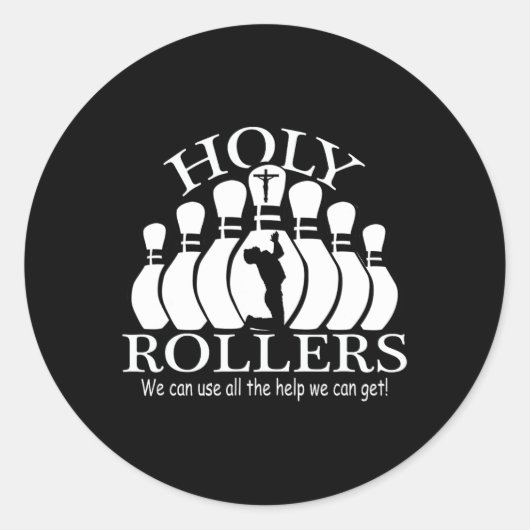 Heilige Rollers die Bowling-team afstemmen Ronde Sticker (Voorkant)