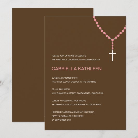 Heilige Rosary Baptism/Eerste communiqué Kaart (Voorkant / Achterkant)