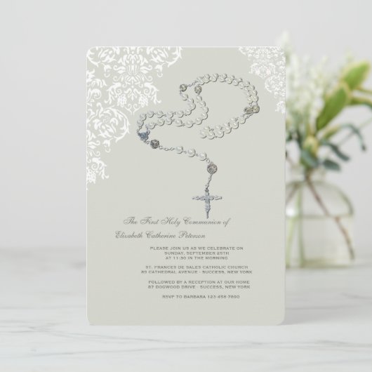 Heilige Rosary Religious Uitnodiging (Staand voorkant)